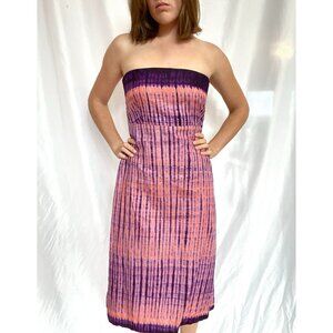Handmade Electric Tie Dye Strapless Midi Dress